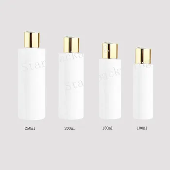 100/150/200/250 ml bele plastične steklenice z zlato ploščo skp,eterična olja, kozmetična embalaža šampon, gel, Tekoče milo za steklenice