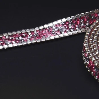 15 mm Beaded Rhinestons Trim Železa Na Diamantni Kristal Trak Zaviti Trim Šivalni Pribor DIY Poročna Torta Stranka Dekor Roza Srebro