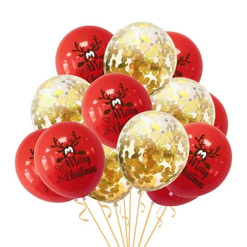 15pcs/set Mešani Božiček Božič Drevo Latex Balon Zlati Konfeti Vesel Božič Helij Trebušaste Baloons 12 Božič