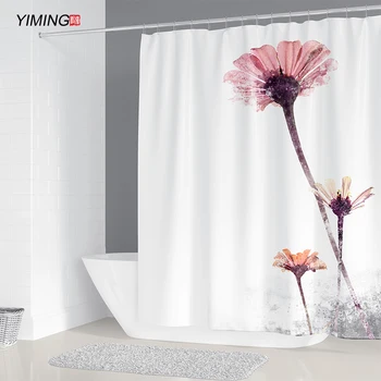 180x200cm Preprost peony cvet kopalnica nepremočljiva tuš zavesa wc dekoracijo plesni dokaz poliester zavesa s kavljem darilo