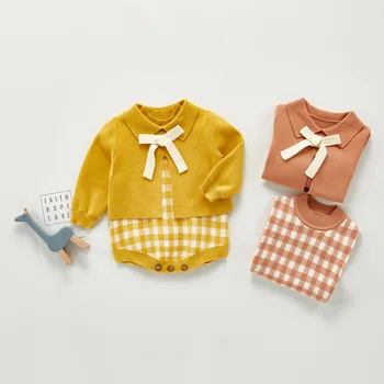 2020 Novega Dojenčka Baby Dekleta Pletena Obleka, Obleka Newborn Baby Dekle Jopico Pulover Bombaž Kombinezon Baby Dekleta Jumpsuit Set