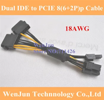 20PCS Dvojno 4Pin Molex, da pci-e PCI-e 8 Pin (6+2)pin Napajalni Kabel IDE na GPU 8Pin Napajalni Kabel