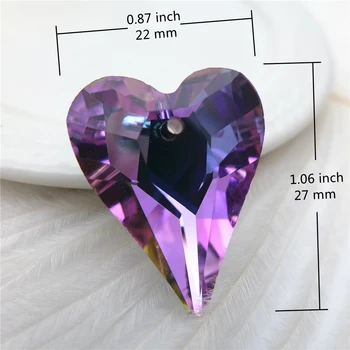 27mm srca v obliki kristalno čar obeski za nakit, izdelava ogrlica dodatki Stekla Nosorogovo oblačila oblačilo kroglice 12 kos