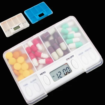 4 Mreža pill box medicine Škatla za Shranjevanje Elektronskih Čas Opomnika Medicine Škatle, Alarm, Odštevalnik Tablete Organizator Tabletke Drog Posodo
