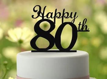 40 50 60 70 80 Akril Torto Pokrivalo Black Happy Birthday Cake Zastave Festivala za Rojstni dan torta Decor z brezplačna dostava