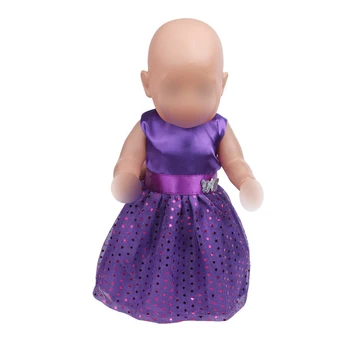 43 cm baby lutke Obleko novorojenčka Modi vijolično princesa večerno obleko Otroške igrače krilo fit Ameriški 18 inch Dekleta lutka f412