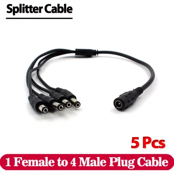 5pcs DC napajanje 1 ženski 4 moški priključek razdelilno kabelsko žice 5,5 mm/2.1 mm za LED in CCTV kamere napajalnik Brezplačna dostava