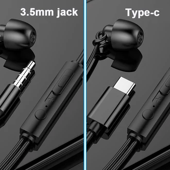 5pcs/veliko 3,5 mm, USB Tip-C Spanja Slušalke Z Mikrofonom Tip C slušalke USB-C Čepkov za Xiaomi huawei vivo iphone 4 5 6