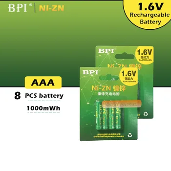 8pcs/veliko Izvirno Novo BPI AAA 1000mAh 1,6 V 1,5 V baterije za polnjenje NI-Zn NI Zn NIZN aaa Nizke self-praznjenje baterije 1,5 V