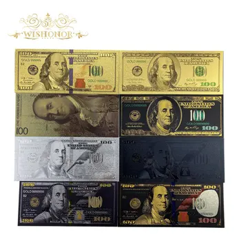 8pcs/veliko Za Lepo Ameriki Bankovec za 100 Dolarjev Bankovcev v 24k Črn Pozlačen Ponaredek papirnati Denar Za Zbiranje