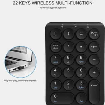 B. O. W Prenosni Slim Mini Številko Pad,22 Tipke 2,4 Ghz Brezžični USB Številčno Tipkovnico in Tipkovnico za Prenosni računalnik Namizni RAČUNALNIK
