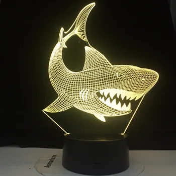 Barva Zamenljiva LED 3D Iluzije Visual Noč Svetlobe Spalnica Dekoracijo Svetlobe Novost Tabela Namizno Svetilko Otroci Darilo Morskih Rib