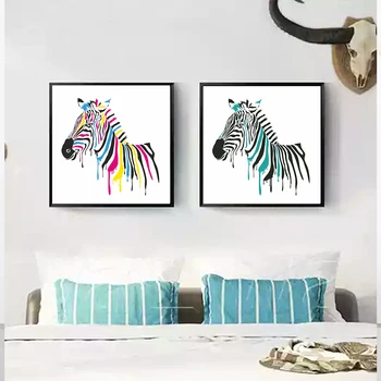 Barvna Zebra Platno Slikarstvo Sodobno Abstraktno Živali Nordijska Dekoracijo Sten Umetniške Slike za Office dnevna soba