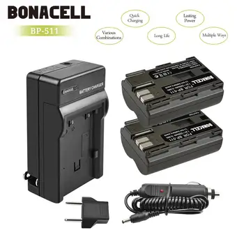 Bonacell 7,2 V 2200mAh BP-511 BP-511A BP 511A Baterija+Polnilec Za Canon EOS 40D 300D 5D 20 D 30 D 50D 10D G6 L10