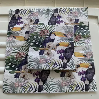 Decoupage poroke vintage napkin papir elegantno tkiva cvet ptica Toucan handkerchief rojstni dan lep serviete dekor