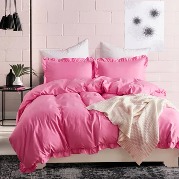 Denisroom barva bombažne posteljnine komplet roza posteljno perilo lepe rjuhe kritje nastavite kraljica king size postelja setXY65#