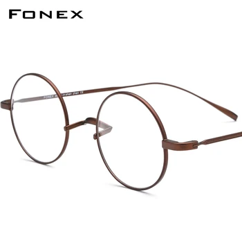FONEX Titana Očal Okvir Moških Ultralahkih Krog Kratkovidnost Optični Recept Očala Okvirji Ženske Letnik Očala 9120