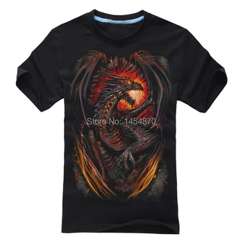 Kul 3D Fire Dragon Rock blagovne Znamke moških srajc Visoko Kakovostnih predmetov fitnes Bombaž črna