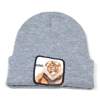 Lion King vezenje Volne skp Pozimi Toplo moški ženske Enako Volne klobuk pletene Kape moda za Jesen in zimo Skullies Beanies skp
