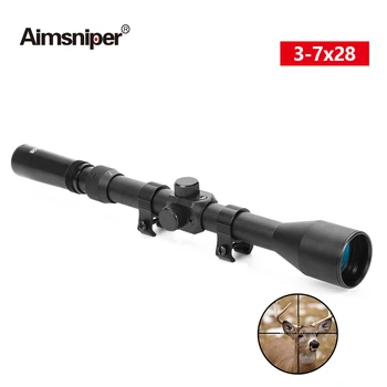 Lov Riflescope 3-7X20 Teleskopsko Pogled 3-7x28 Reflex Crosshair Puška Področje 4x20 4x28 Airsoft Optike Pogled Fit 11 mm Železniškega Pištolo