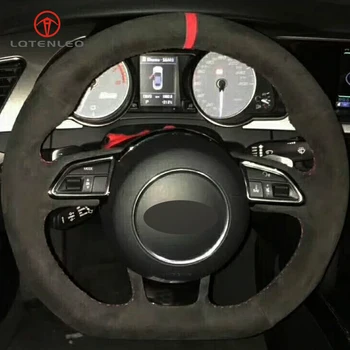 LQTENLEO Črni Usnjeni DIY Ročno sešijejo Avto Volan Kritje za Audi A5 A7 RS7 S7 SQ5 S6 S5 RS5 S4 RS4 S3 2012-2018