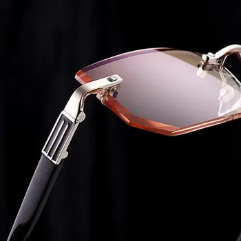 Luksuzni Obravnavi Očala Moški Ženske Diamond Cut Smolo Jasno HD Objektiv Anti Modra Svetloba Očala za vid Rimless Dioptrije Očala