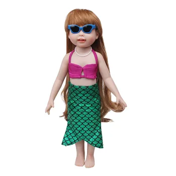 Lutka obleko morska deklica zeleni rep kopalke Bikini bo ustrezala igrača primerna oprema 18-inch Dekle lutka in 43 cm lutke otroka c575