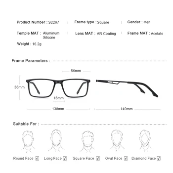 MERRYS DESIGN Moški Šport Očala Okvirji Acetatni Okvir iz Aluminija Tempelj S Silikonsko Noge Kratkovidnost Recept Očala S2267