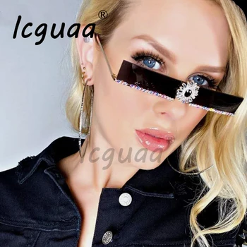 Moda Kvadratnih sončna očala ženske 2020 Luksuzne blagovne Znamke Nosorogovo sončna Očala Diamond Eyeglass Okvir očal Gafa de sol