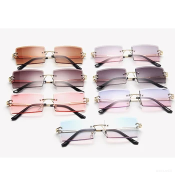 Moda Rimless sončna Očala Ženske 2020 Trendy Majhen Pravokotnik Očala za Sonce Poleti Potovanja Slog UV400 Zlato Rjavi Odtenki za moške