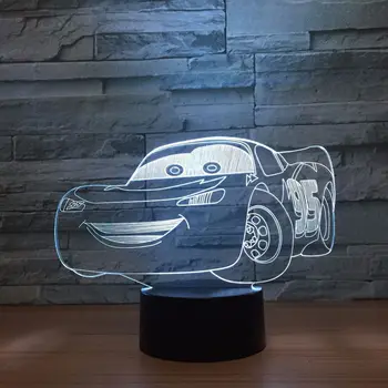 Nove Super Avto 3D Noč Svetlobe dirkalnika USB LED namizne Svetilke 3D Iluzije Lučka za Otroke, Otroci Soba Dekor dnevno sobo luči