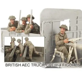 Novo Nesestavljeni 1/35 Britanski AEC Tovornjak Posadka - 4 številke Smole za Vgradnjo DIY Igrače Unpainted smolo model