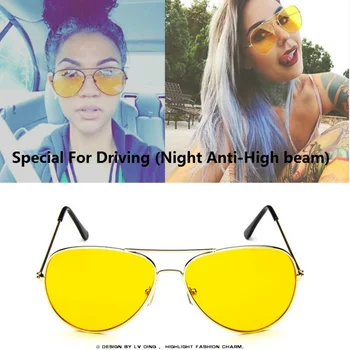 Pilot Night Vision glasses Vožnje Rumena Leča Klasičnih Anti Glare Vizijo Varnost Voznika očala Za Ženske, Moške nachtbril gafas de