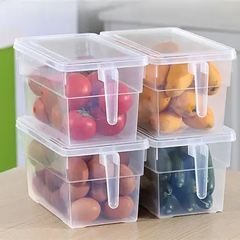 Plastike za Shranjevanje Smeti Hladilnik Škatla za Shranjevanje Hrane, Posode za Shranjevanje s Pokrovom za Kuhinjske Hladilnik Zamrzovalna Omara Desk Organizator