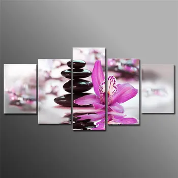 Platno Slike Doma Dekor 5 Kosov Kamna Svetlo Rdeče Metulj Orhideja Je Cvet Plakatov Tiskanje V Ozadju Slikarstvo Modularne Stene Umetnosti