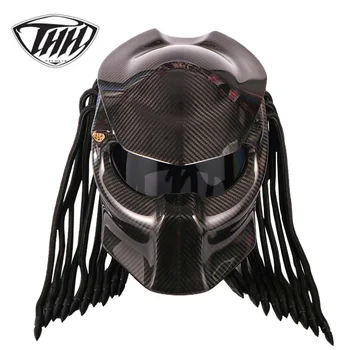 Predator iz ogljikovih vlaken čelada VS Alien, iron man, Poln obraz moto čelade capacete cascos par PIKA Certificiranje so pisane objektiv