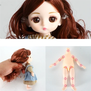 Premično 13 Spojen Prerojeni BJD Baby Doll 16 cm 1/12 DIY Pribor Pakirani Darilo Princesa Igrače za Dekle