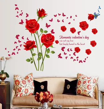 Rdeče Vrtnice Stenske Nalepke za dnevno Sobo, nekaj Spalnica dekoracijo doma art nalepke rože freske kavč ozadju