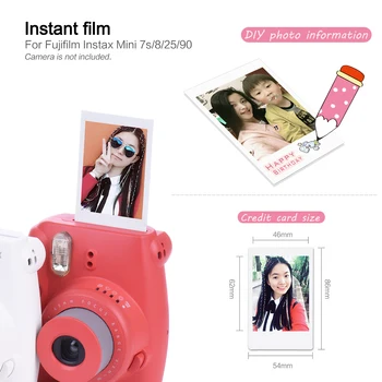 Resnično fujifilm Instax Mini Film Beli Fotografski Papir Posnetek Album Instant Print za Fujifilm Instax Mini 7s/8/25/90/9
