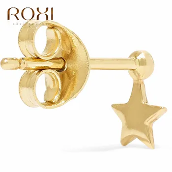 ROXI 925 Sterling Srebro Uhan Preprost Modni Nakit Bleščečih CZ Star Male Stud Uhani za Ženske Gold Uhani korejski Darilo
