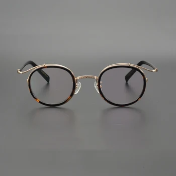 Ročno izdelana iz Titana Acetat Očal Okvir za Moške, Ženske Letnik Krog Krog Očala Optični Recept oculos de grau 5226
