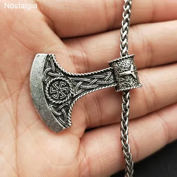 Slovanski Perun Sekira Kolovrat Obesek Runic Rune ALGIZ Talisman Poganski Skandinavskih Viking Ogrlica Amulet
