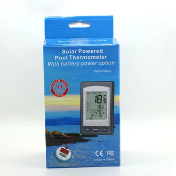 Solar Powered Brezžični Bazen Termometer Swim SPA Ribnik Kad Digitalni LCD Plavajoče Temperature Merilnik Zeleno Osvetljen Nepremočljiva 100M