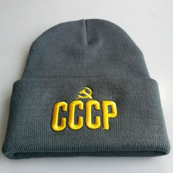 Vezenje CCCP Moških Pletene Klobuk Hip Hop Rusije Pozimi Skullies Kapa Hip-hop Toplo Ženske Klobuk Pokrova zunanjih Športnih Moški Smučarski Skp