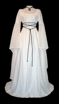 Visoka Kakovost 2019 ashion Vintage Stil Žensk Srednjeveško Obleko Gothic Obleko Dolžina Tal Ženske Cosplay Obleko Retro Dolge Obleke Oblačenja