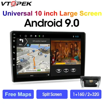 Vtopek 10.1 palčni Universal Avto Radio Multimedijski Predvajalnik Videa Android 9.0 Navigacija GPS FM za Nissan Kia Honda, VW Razcep Zaslon