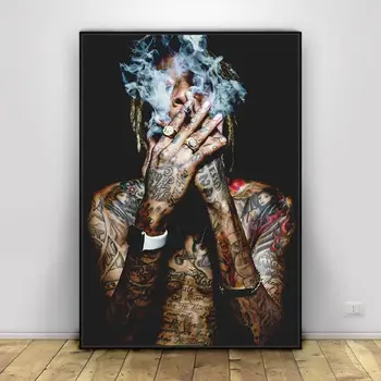 Wiz Khalifa Rap Glasbe, Hip-Hop Umetnosti Tkanine, Poster Tiskanje Stenske Slike Za dnevna Soba Dekor platno slikarstvo plakatov in fotografij