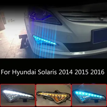 Za Hyundai Solaris 2016 LED DRL Dnevnih Luči Opozorilo rumena turn Luči, Luči, Megla lučka 2pcs