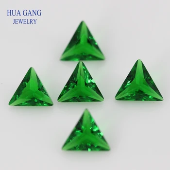 Zeleni Trikotnik Oblike, Princesa Cut Svoboden Steklene Kroglice Sintetičnih Gems Za Nakit, Velikosti 3 x 3~10x10mm Brezplačna Dostava
