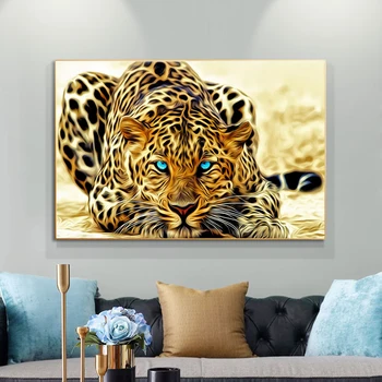 Zlati Cheetah Živali Umetnost Plakatov in Fotografij Moderne Stenske Slike Leopard Platno, Slike za dnevno Sobo Cuadros Dekor